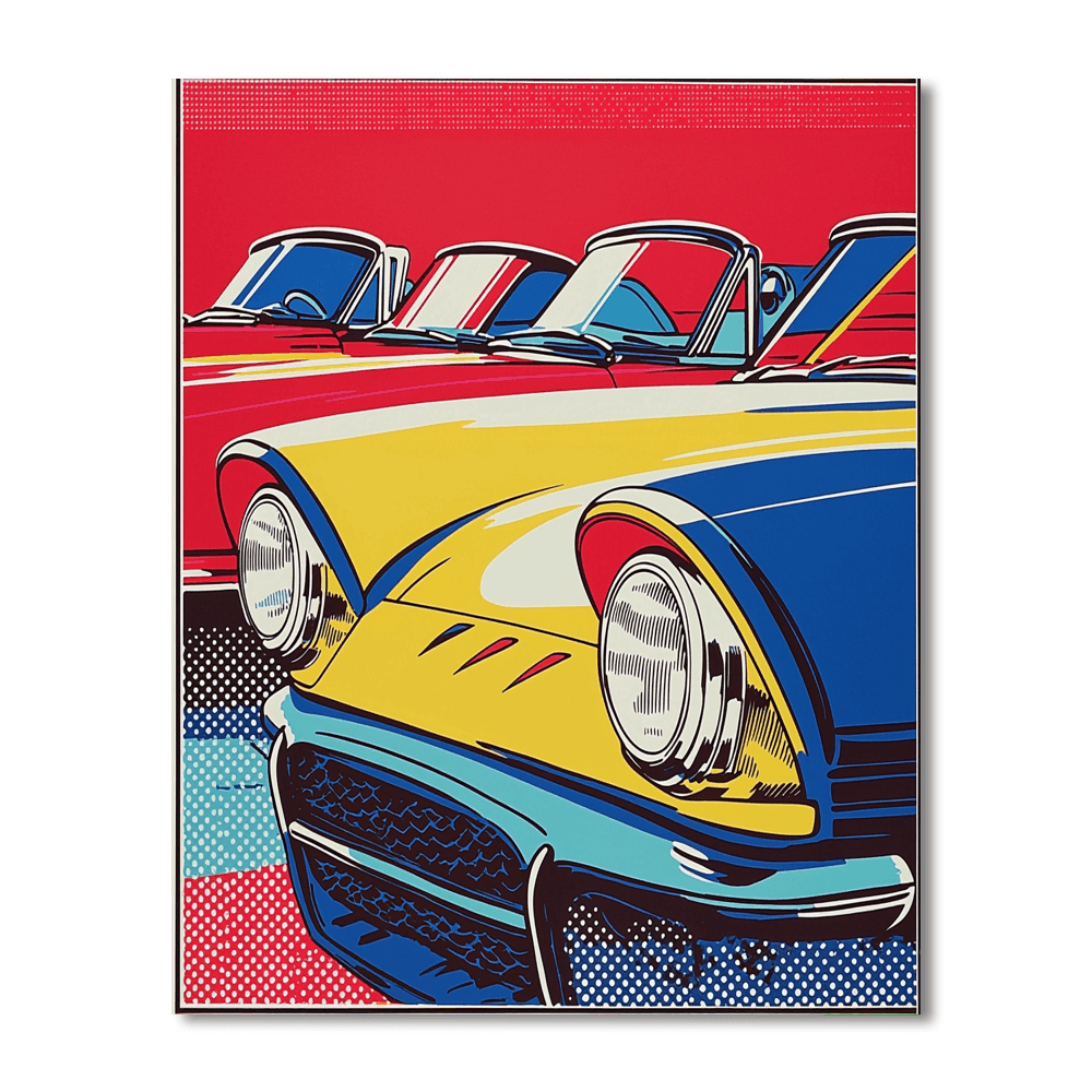 Lichtenstein Inspired Retro Vehicles  DIY Paint By Numbers