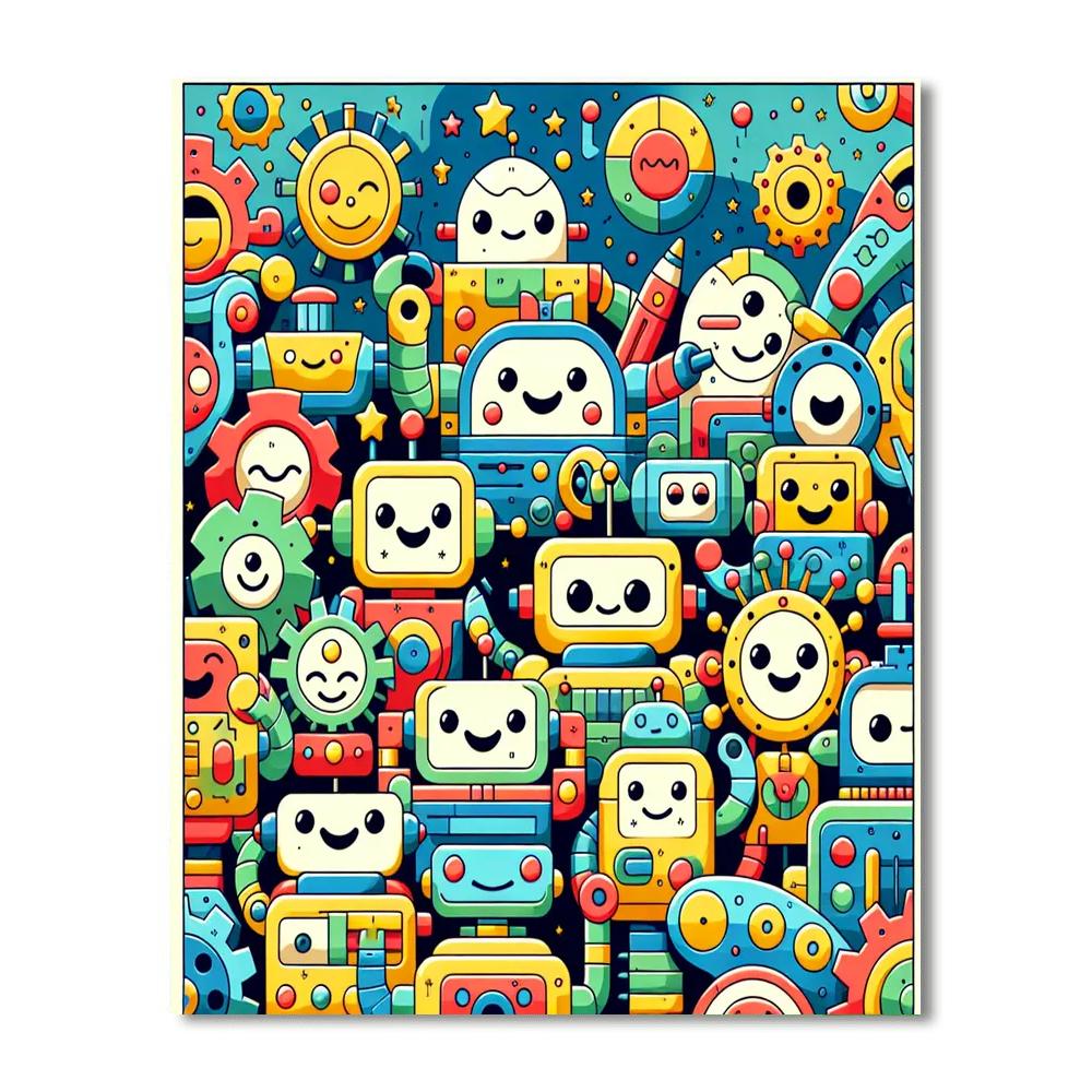 Cutesy Robot Friends Paint By Numbers Kits