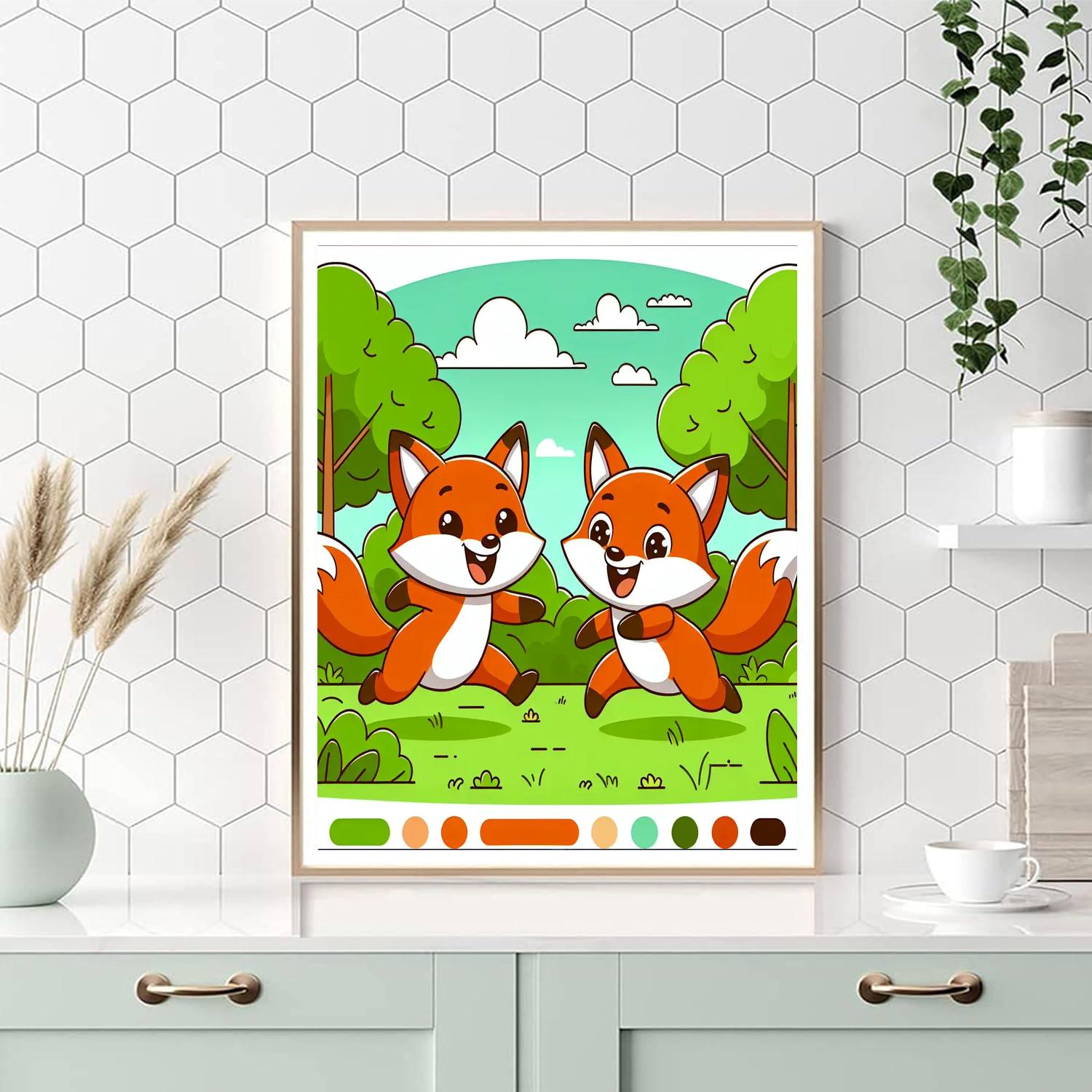 Forest Foxes Paint By Numbers Art