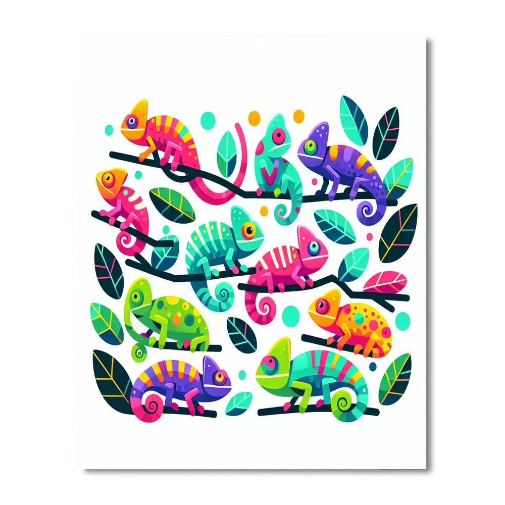 Cheerful Chameleons Paint By Numbers Art