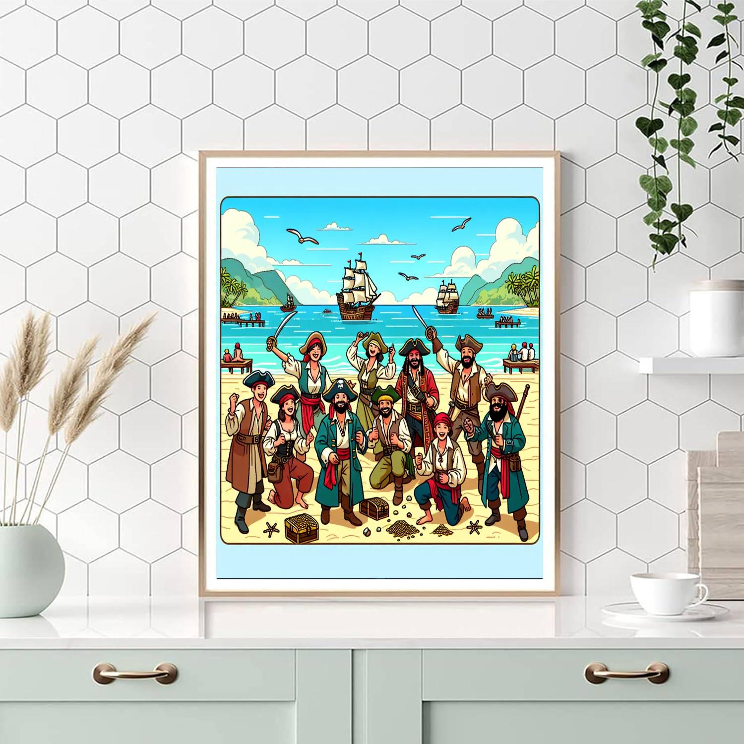 Seaside Pirate Encounter Number Painting