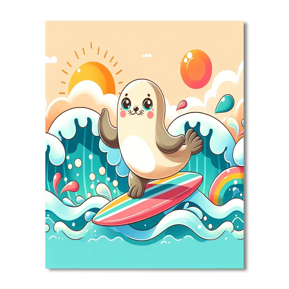 Silly Seals Surfing Numbered Painting Kits