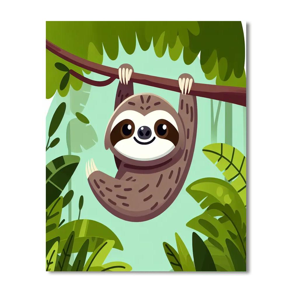 Swinging Sloth Paint By Numbers Art