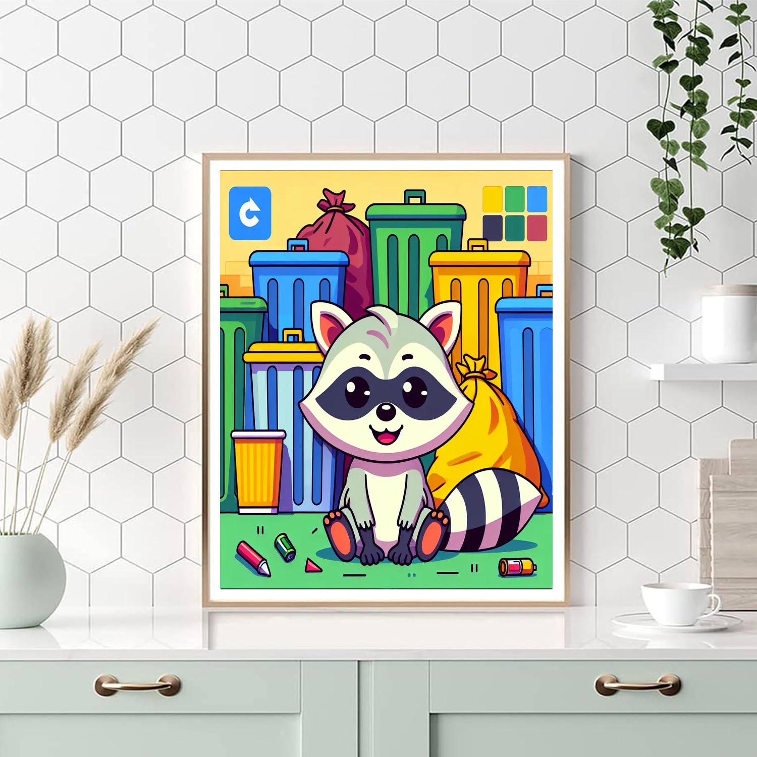 Witty Little Raccoon DIY Paint By Numbers