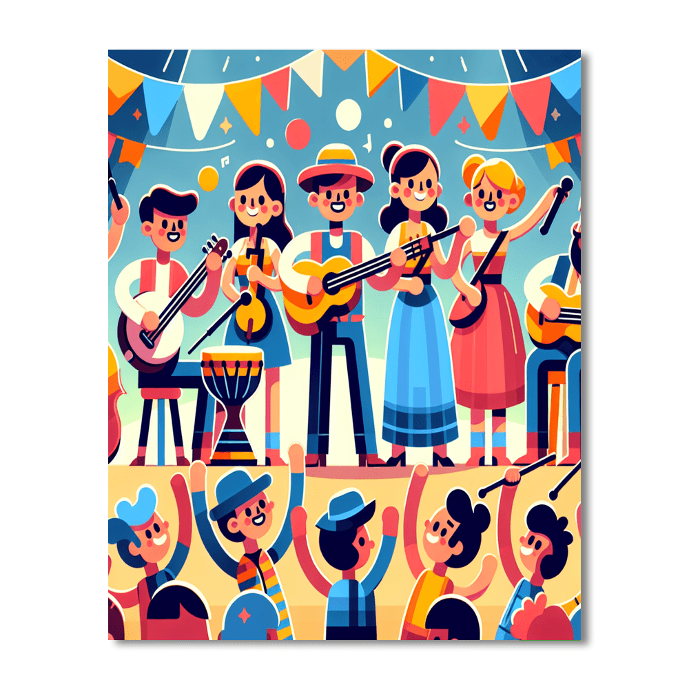 Vibrant Music Festival Number Painting