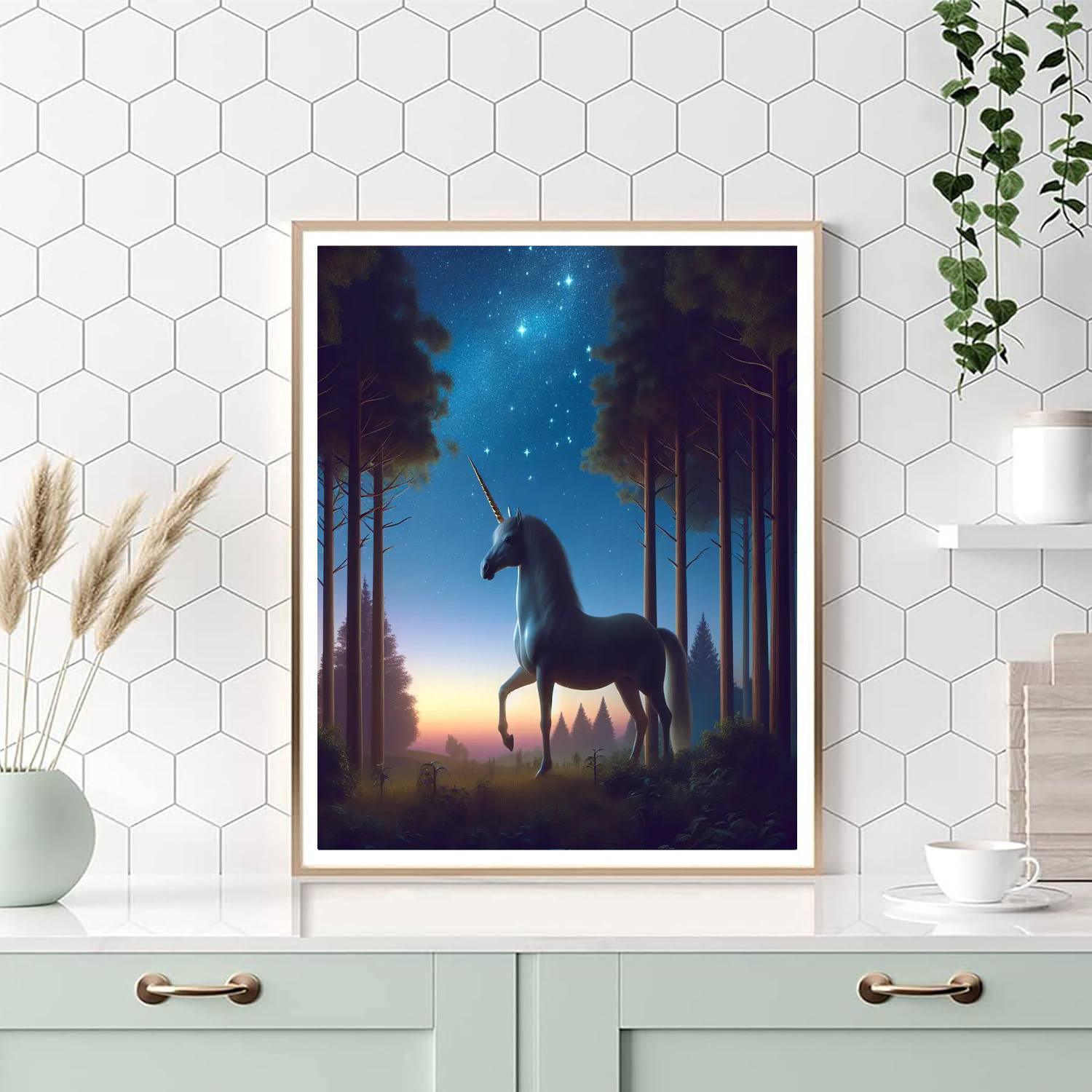 Mystical Unicorn In Twilight Grove Painting By Numbers Kit