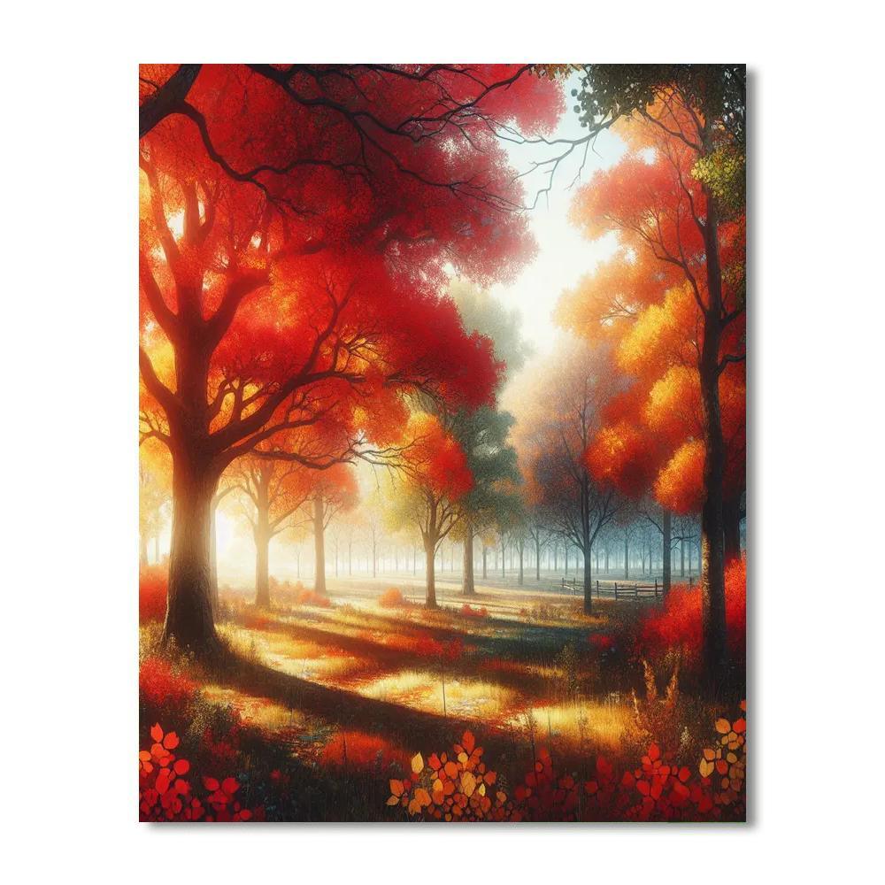 Tranquil Autumn Landscape Painting Number Kit