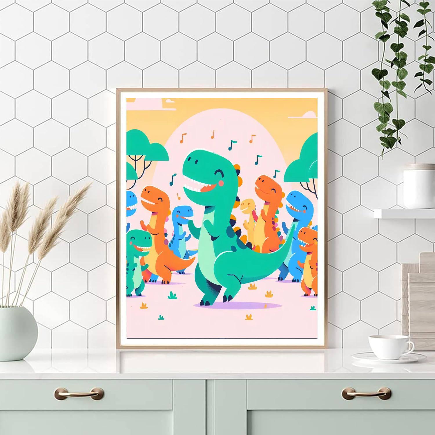 Friendly Dinosaur Dance Party Paint By Numbers Kits