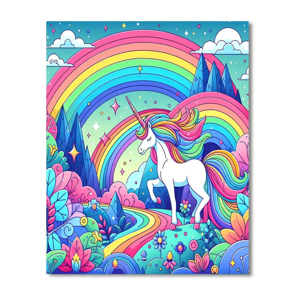 Fantasy World Of Unicorns And Rainbows Painting By Numbers Kit