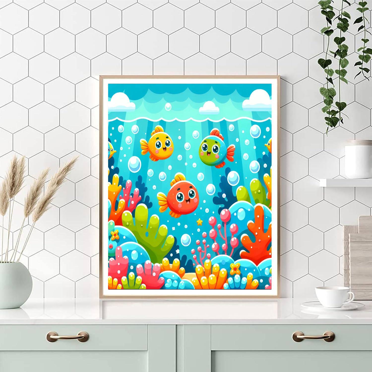Frolicking Fish Paint By Number