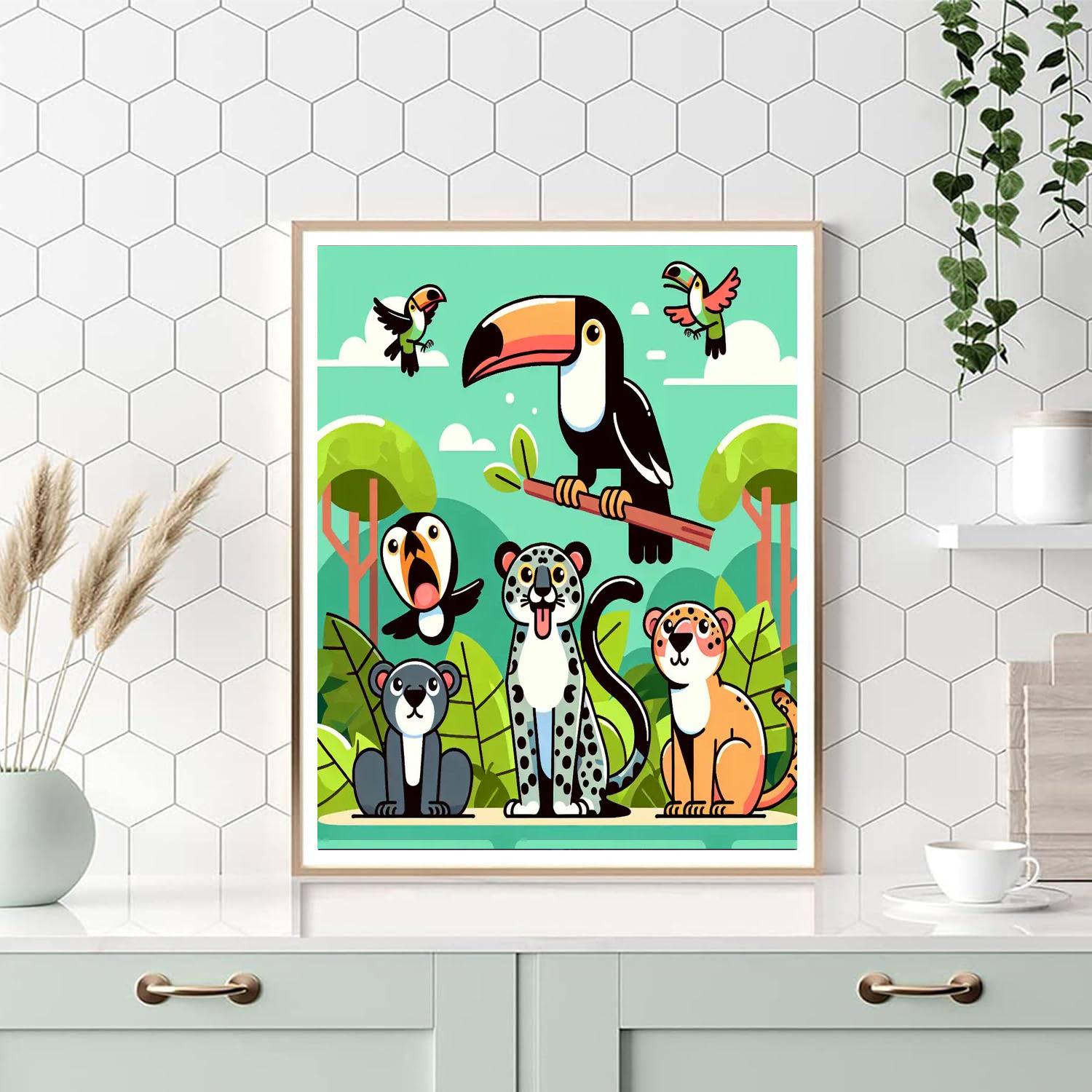 Rainforest Animal Exploration Paint By Numbers Art