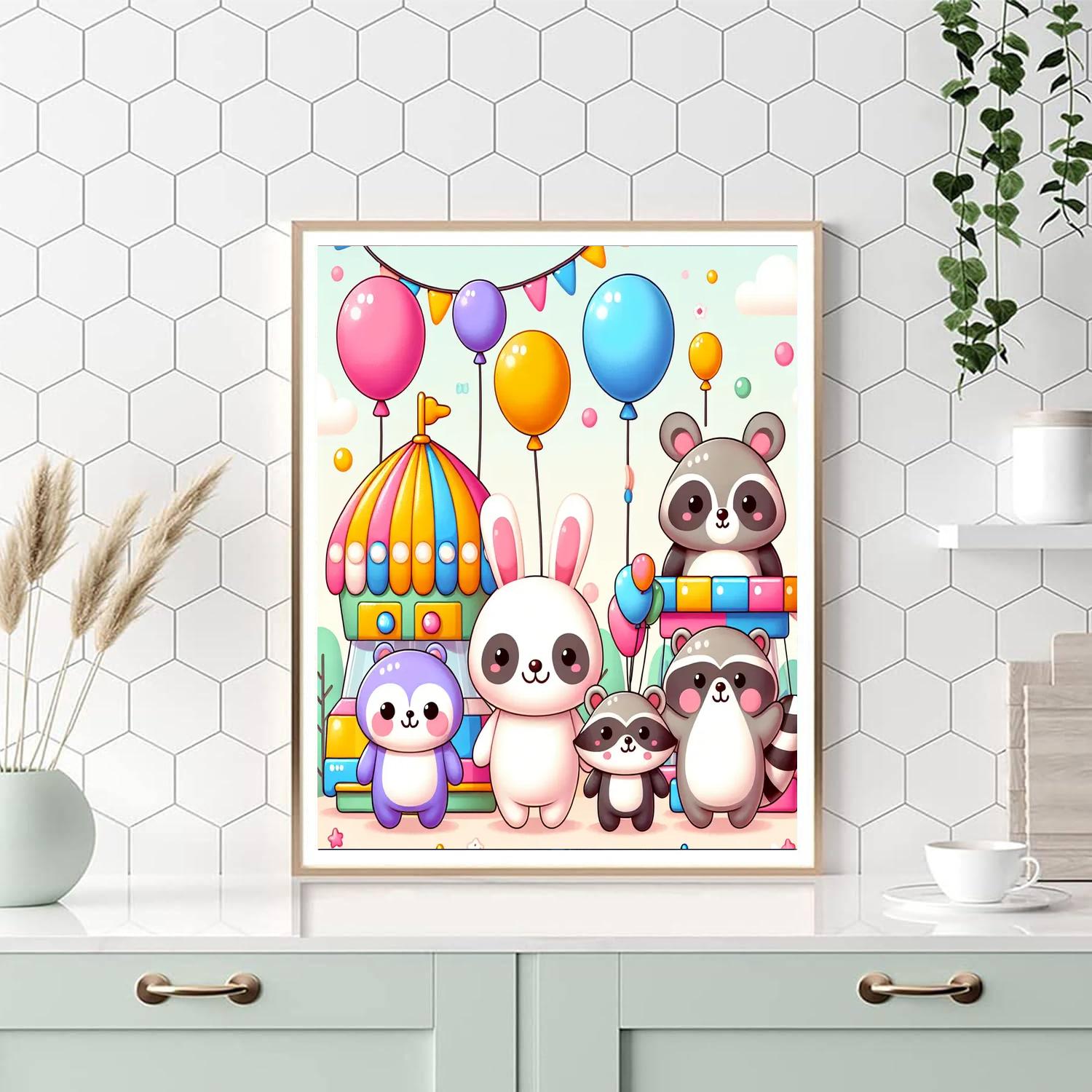 Cute Animal Carnival Painting Number Kit