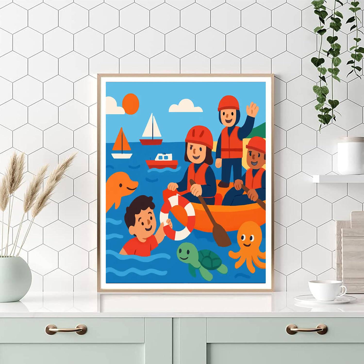 Seaside Rescue Mission DIY Paint By Numbers