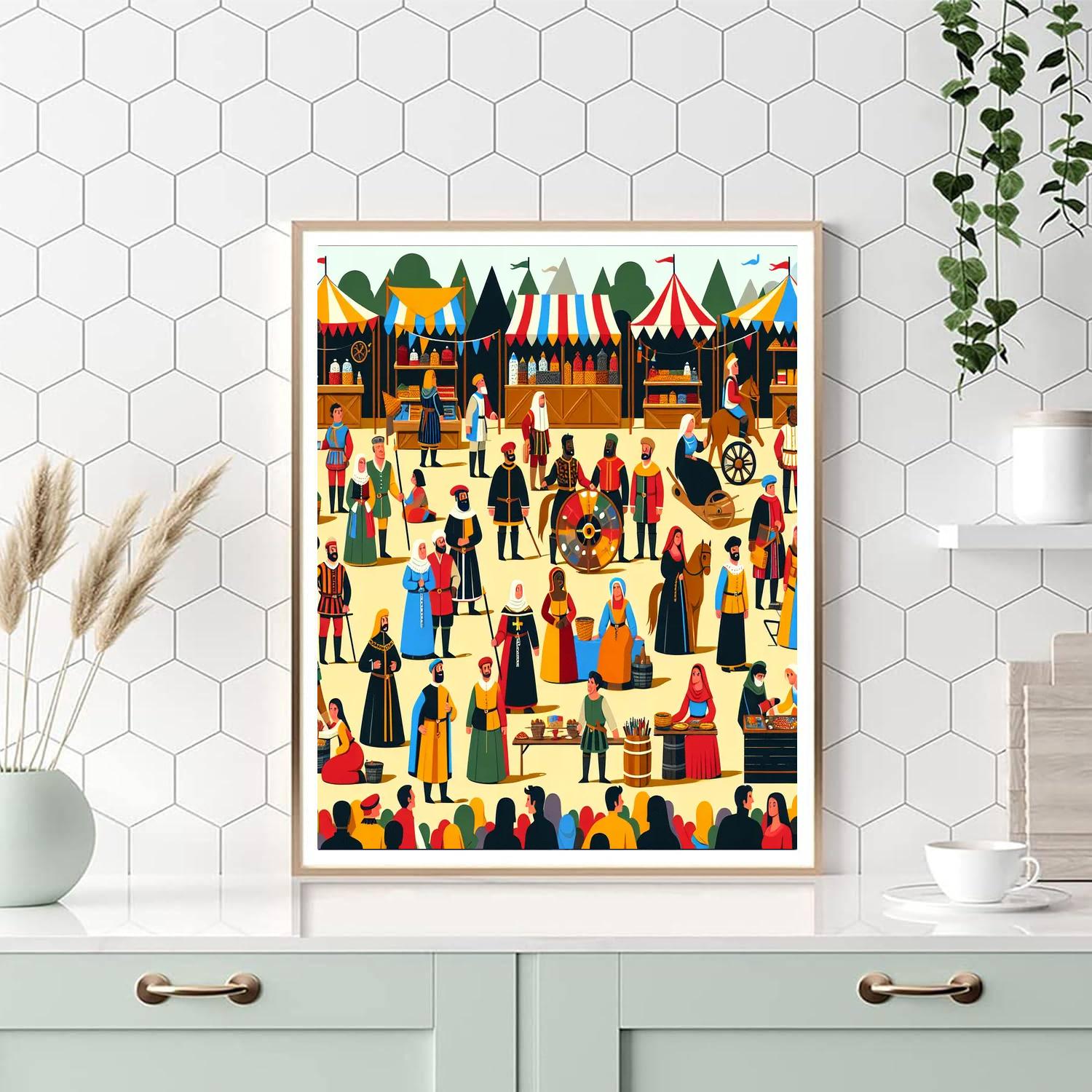 Medieval Fairground Festivities DIY Paint By Numbers