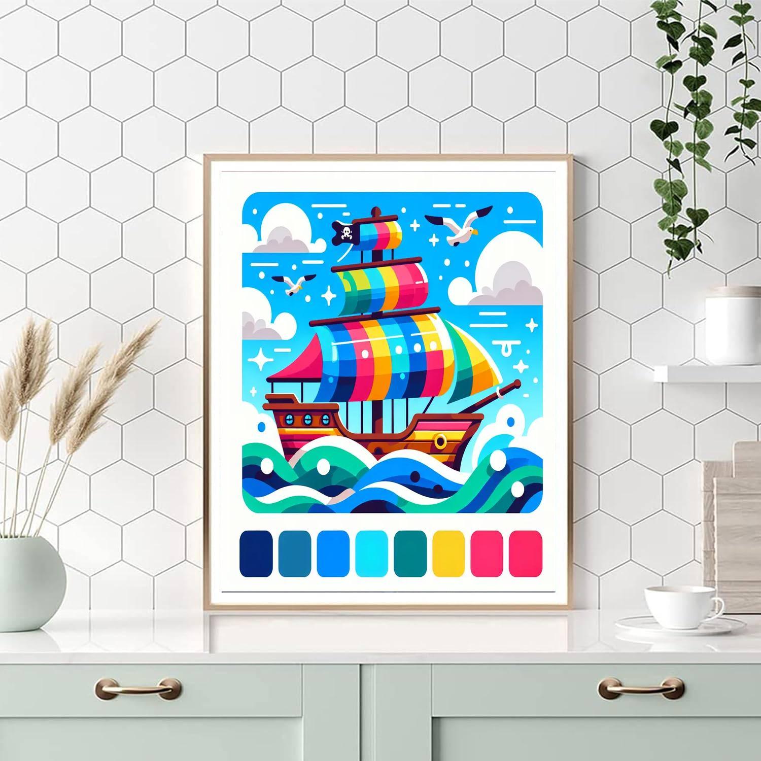 Charming Pirate Ship Adventure Paint By Numbers Art