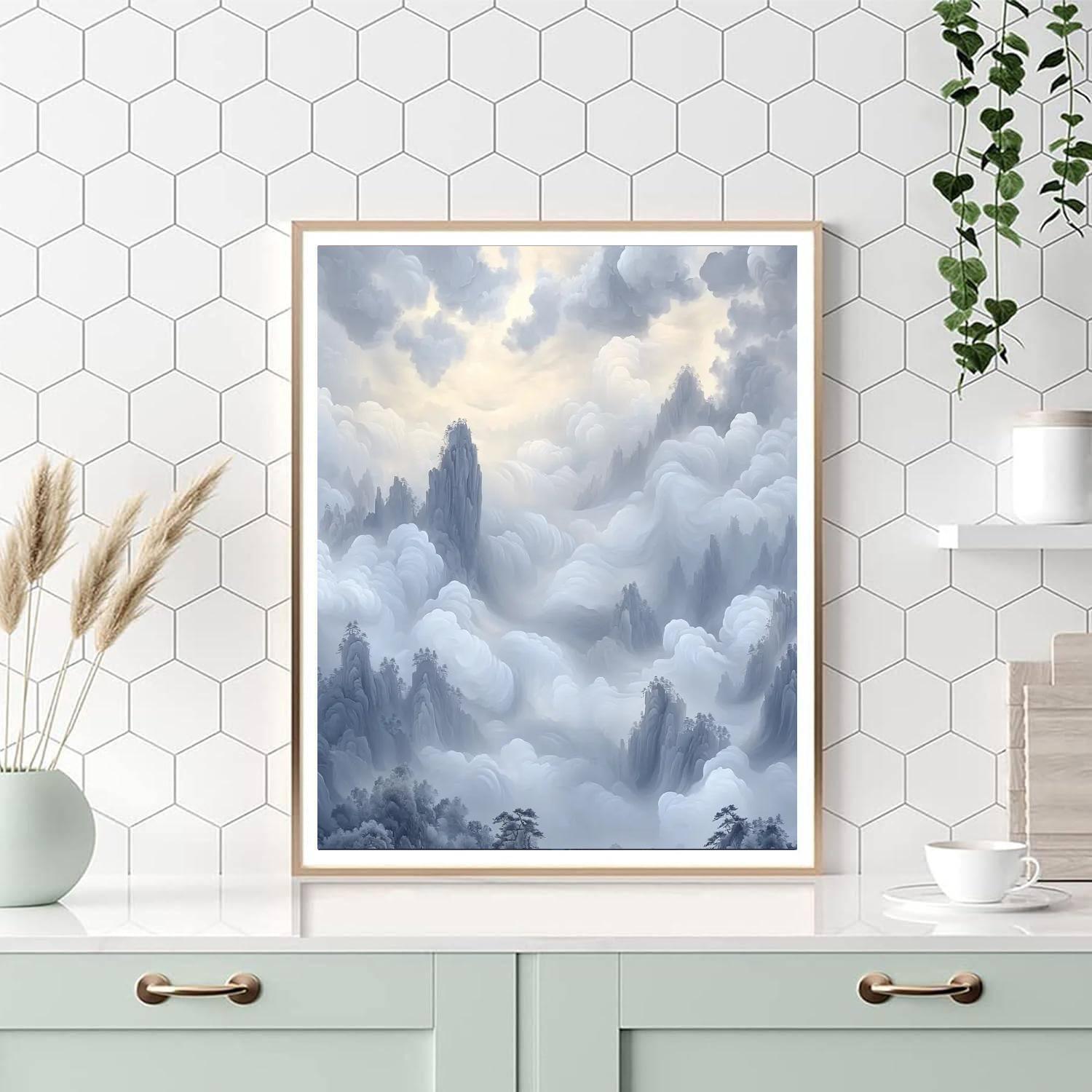 Zhao Mengfu Inspired Dancing Clouds  Painting By Numbers Kit