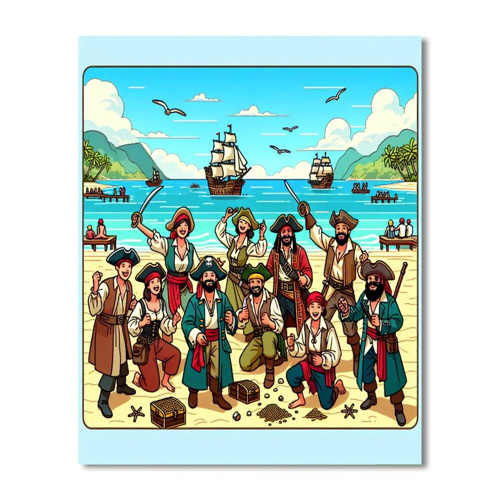 Seaside Pirate Encounter Number Painting