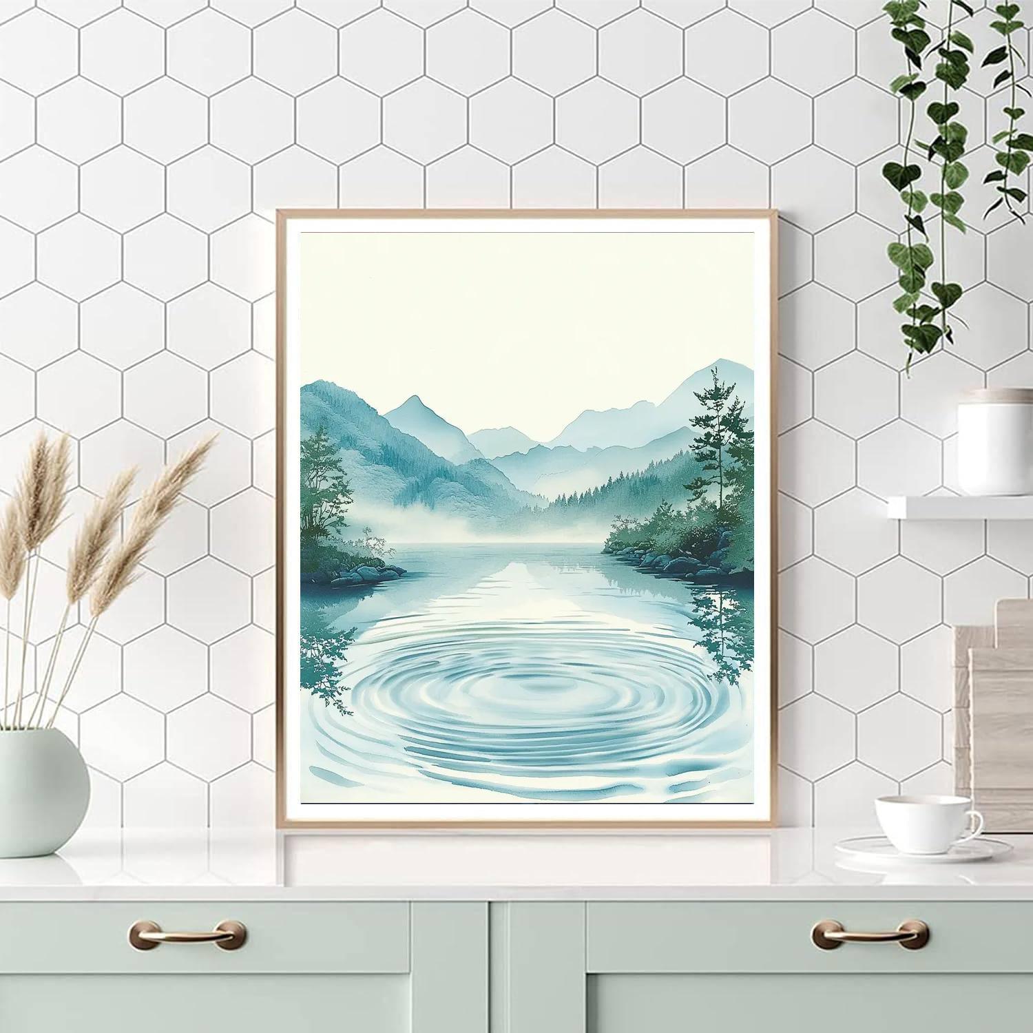 Utagawa Hiroshige Inspired Harmony Of Rippling Waters  Number Painting