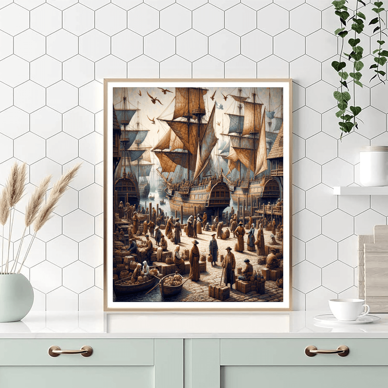 Historical Harbor Scene Paint By Numbers Art