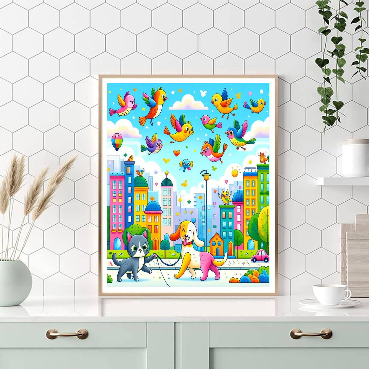 Animal Adventures In The City Number Painting