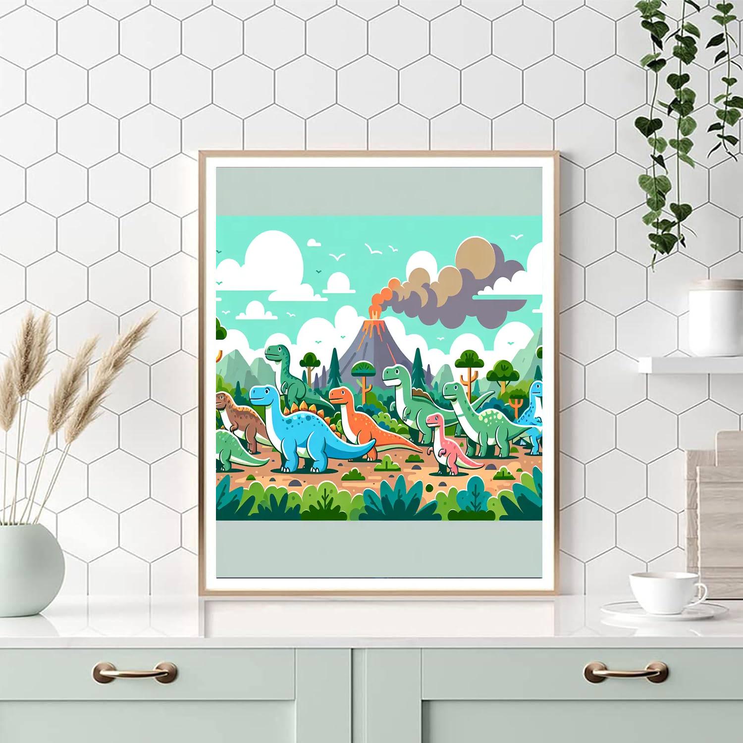Ancient Dino World Number Painting