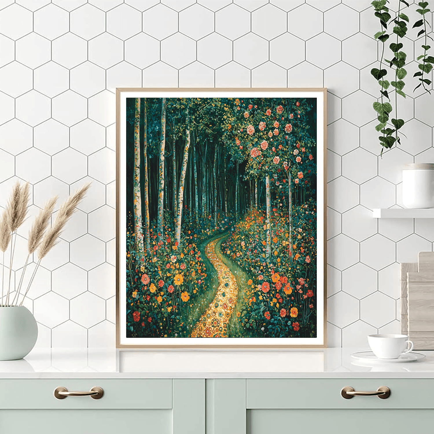 Klimt Inspired Vibrant Forest Path  Paint By Number