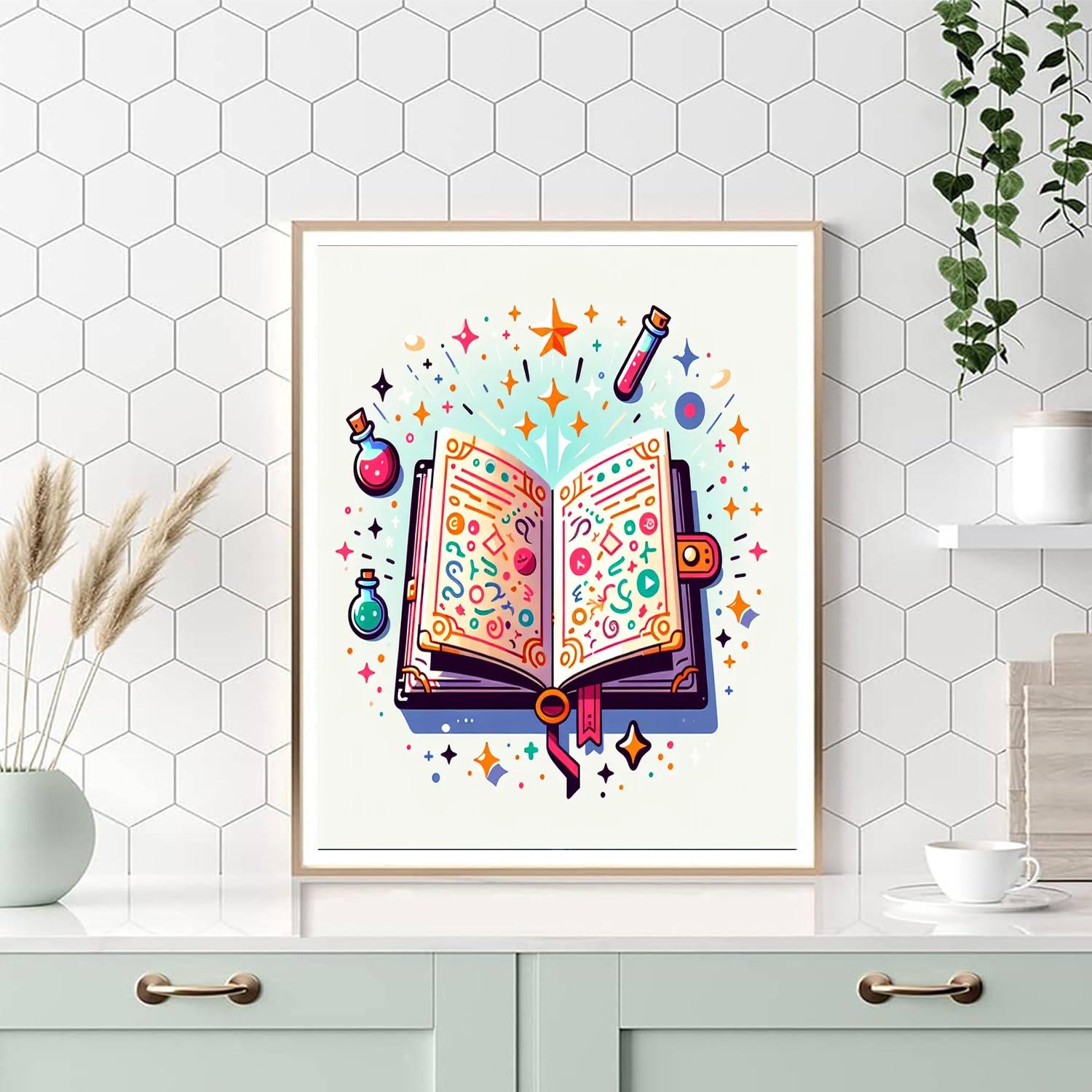 Whimsical Wizard's Spellbook Number Painting