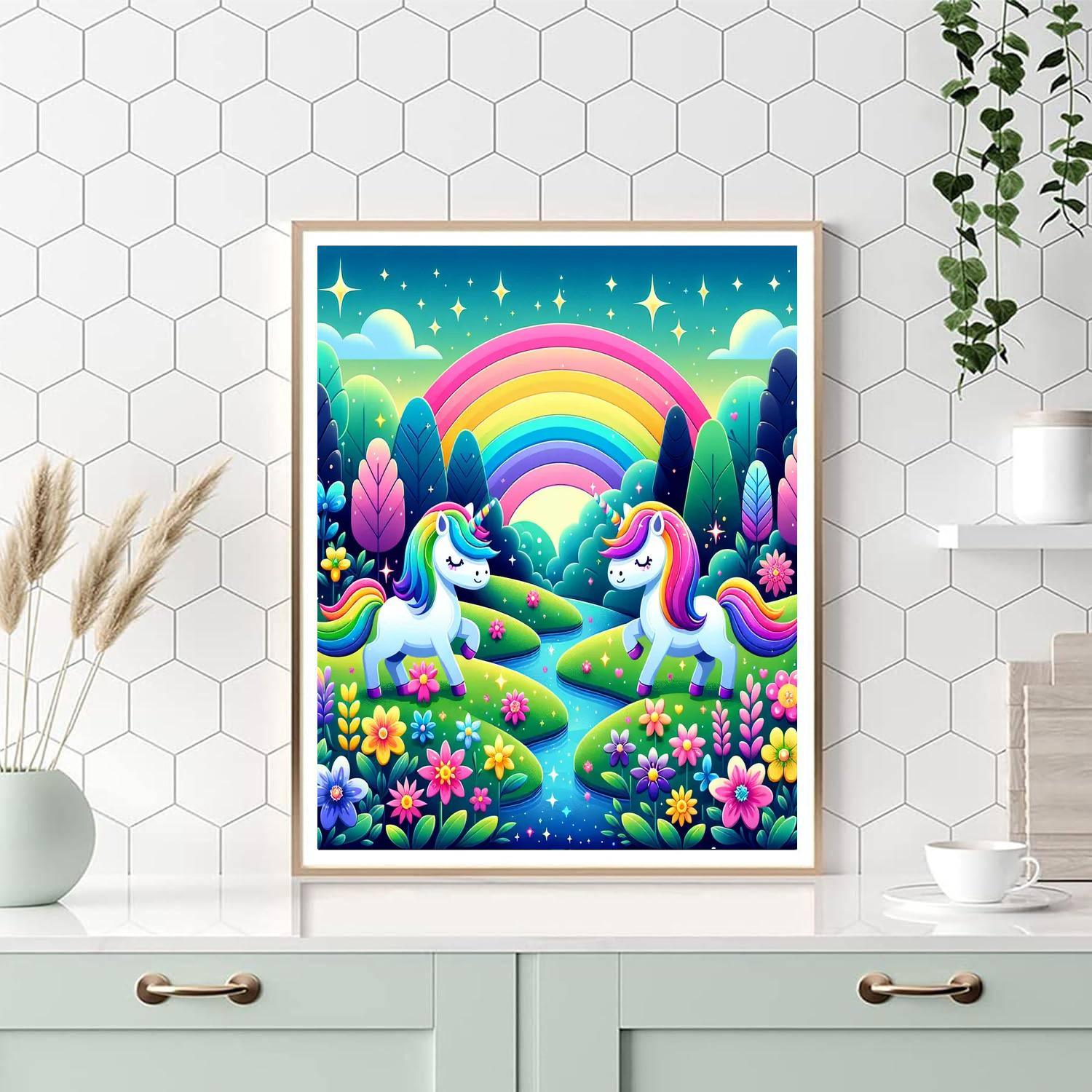 Rainbow Unicorns In The Enchanted Meadow Paint By Number