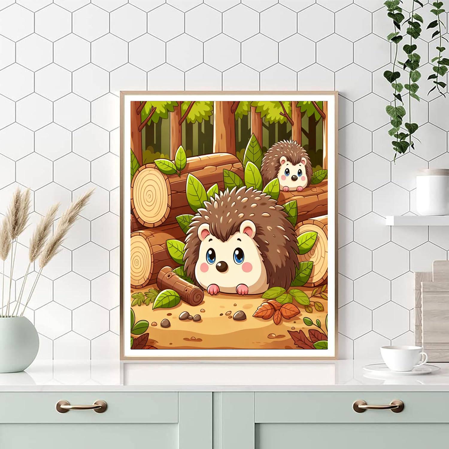 Curious Hedgehog Hideaway Paint By Numbers Art