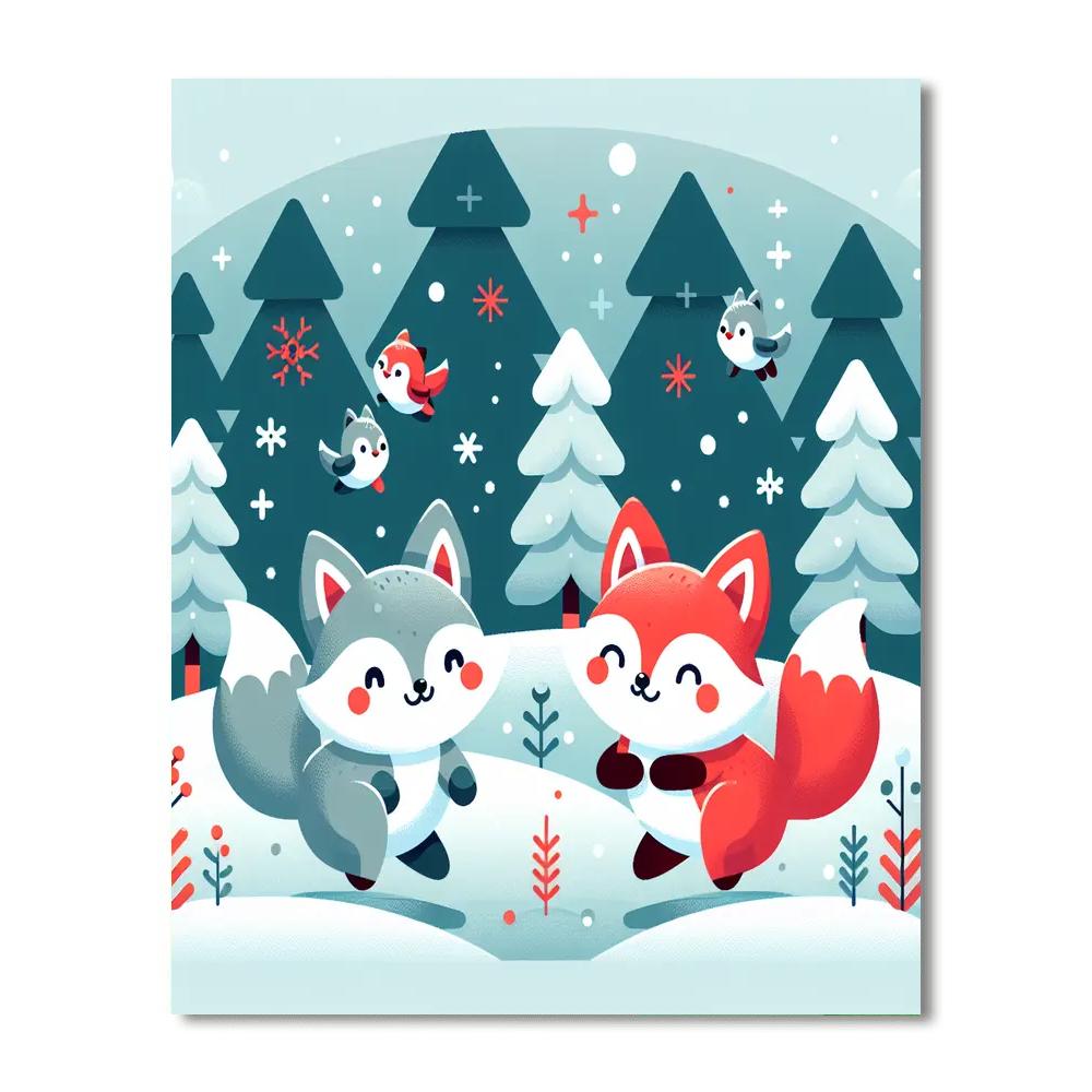 Frosty Foxes Paint By Numbers Kits