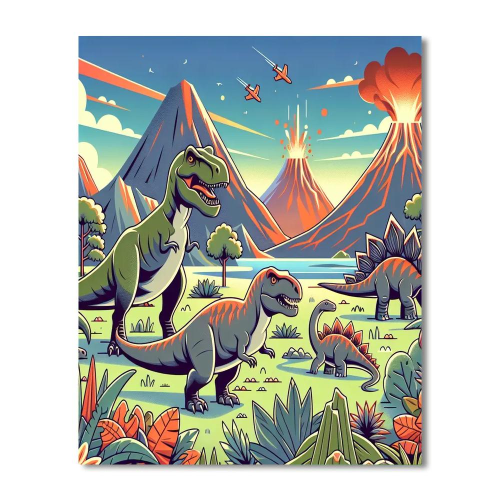 Dinosaur Time Travel Painting By Numbers Kit