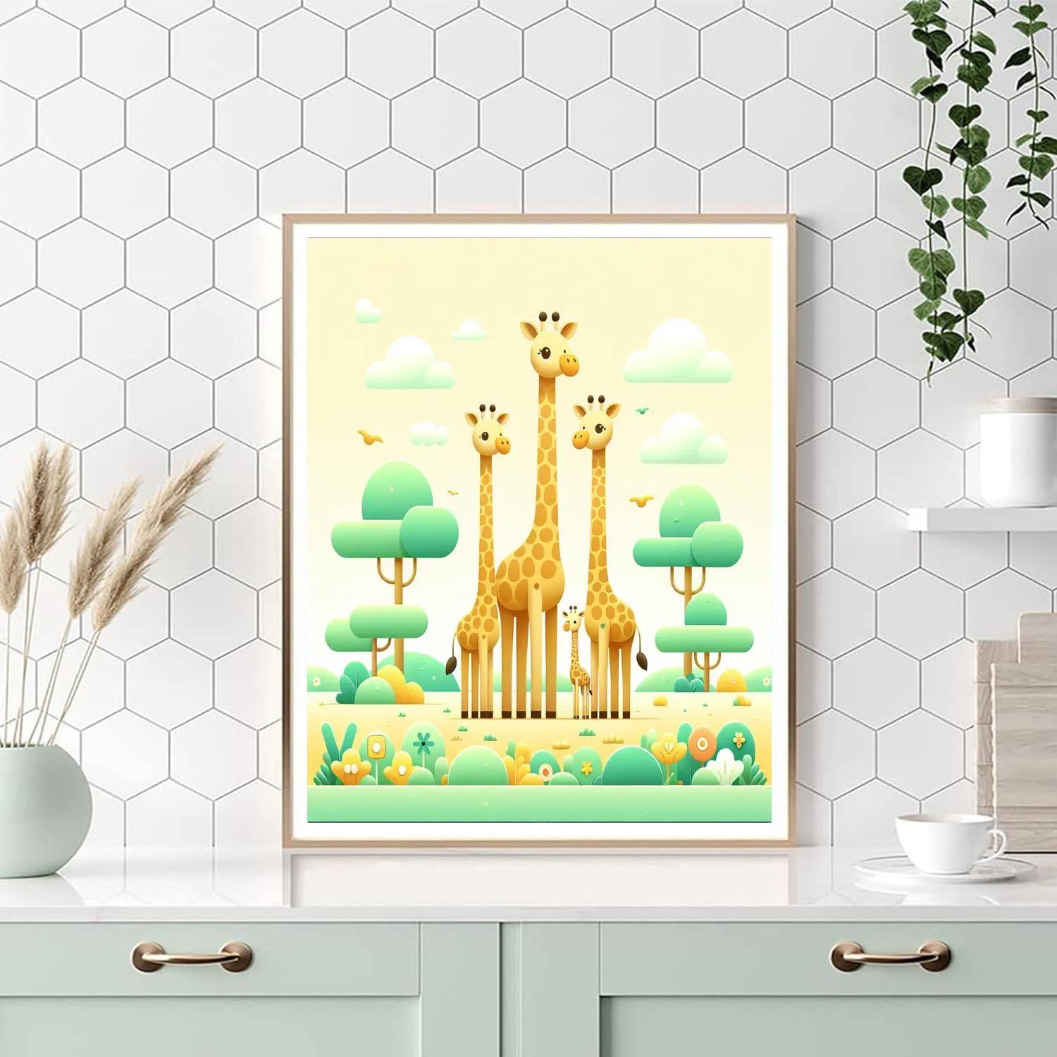 Gentle Giraffe Family Paint By Numbers Art
