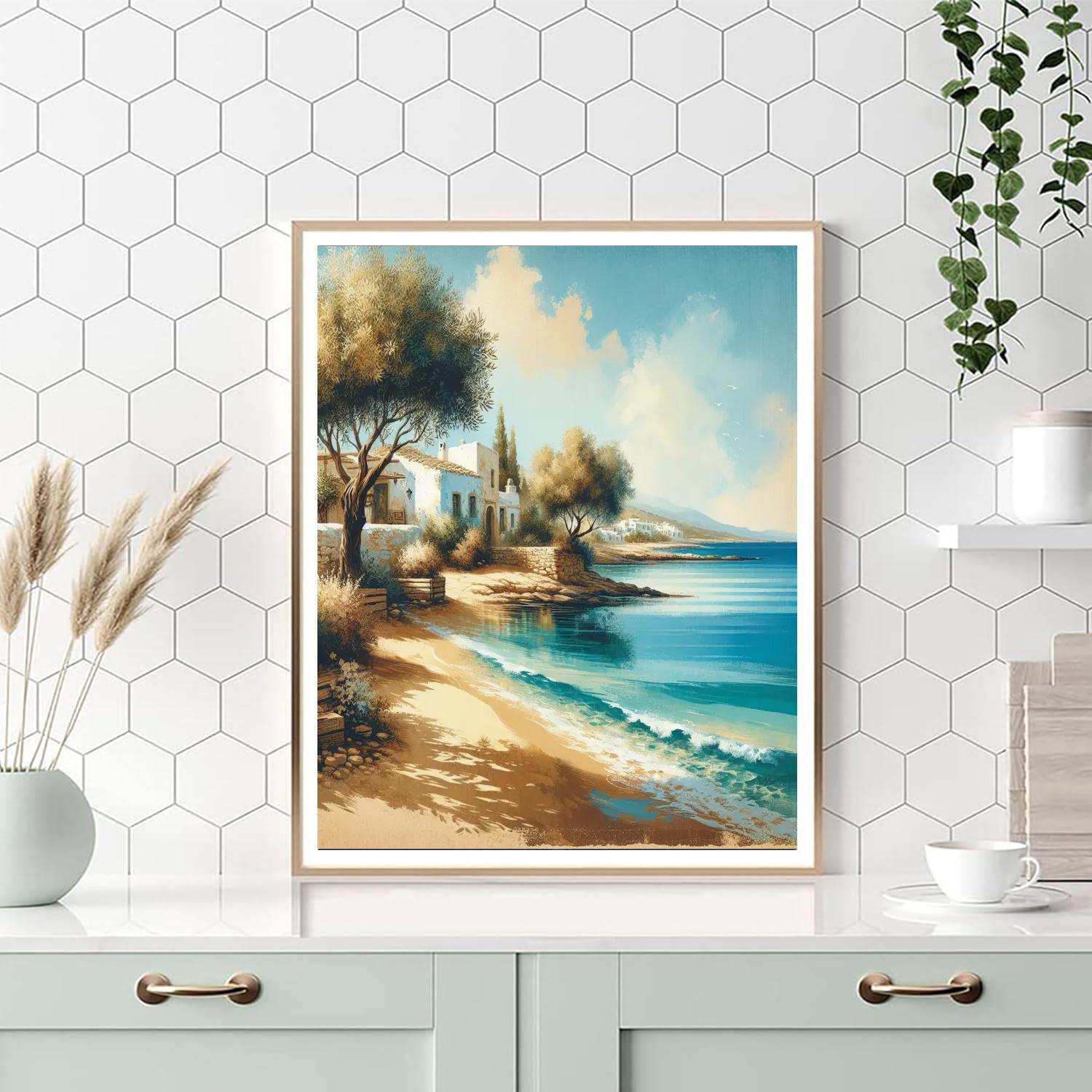 Serene Mediterranean Escape Number Painting
