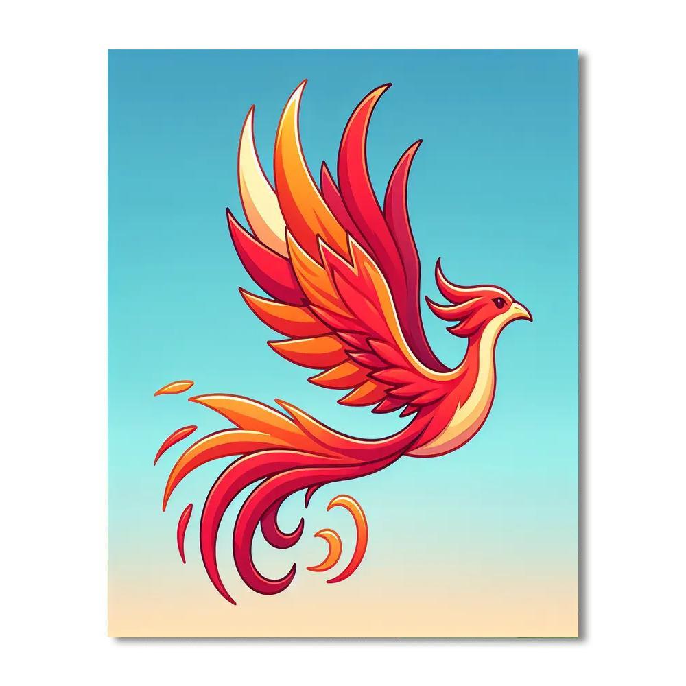 Fiery Phoenix Flight Number Painting