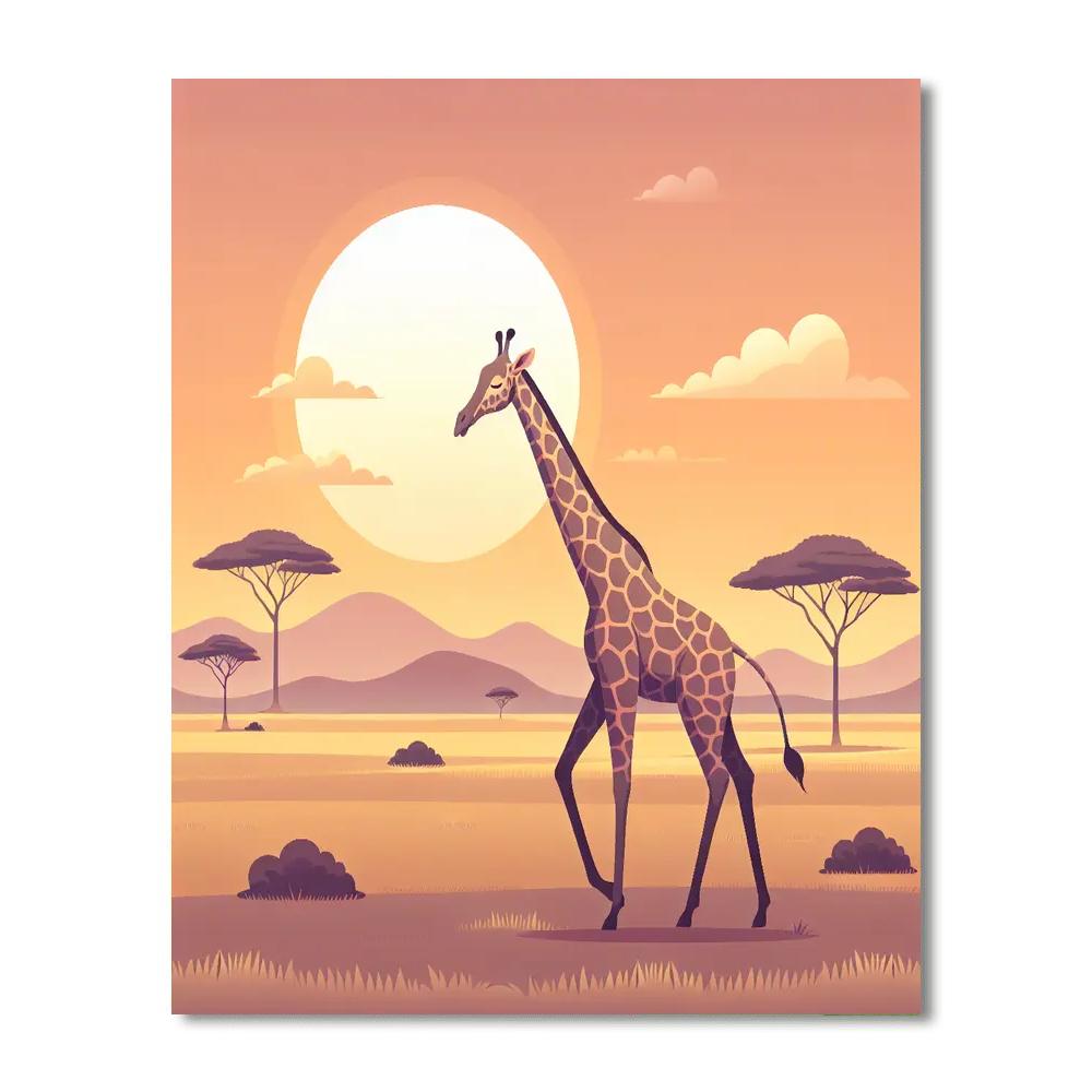 Giraffe's Sunset Stroll Numbered Painting Kits