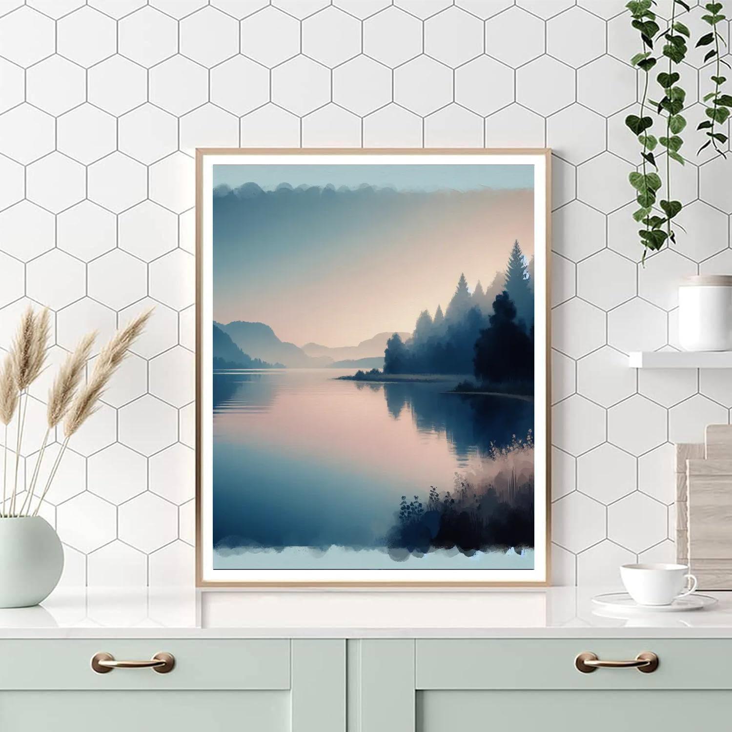 Tranquil Lakeside Dawn Painting By Numbers Kit
