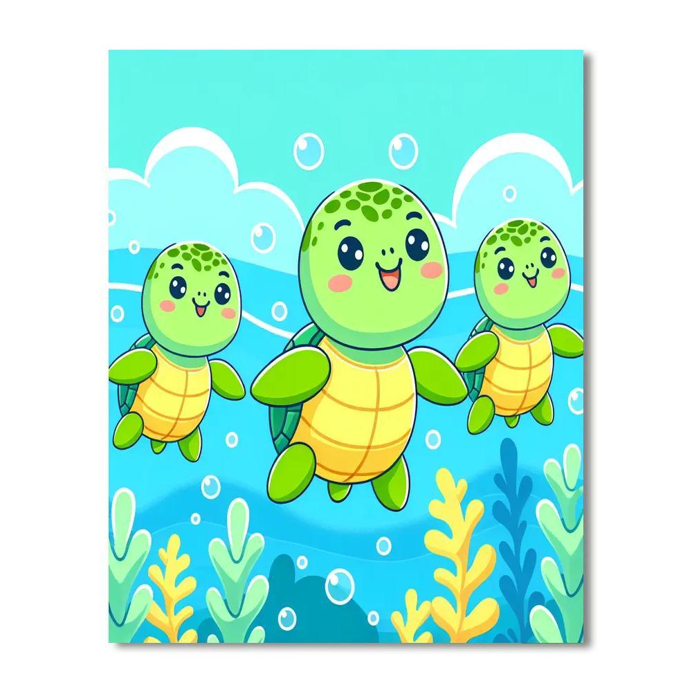 Adorable Turtles Painting By Numbers Kit