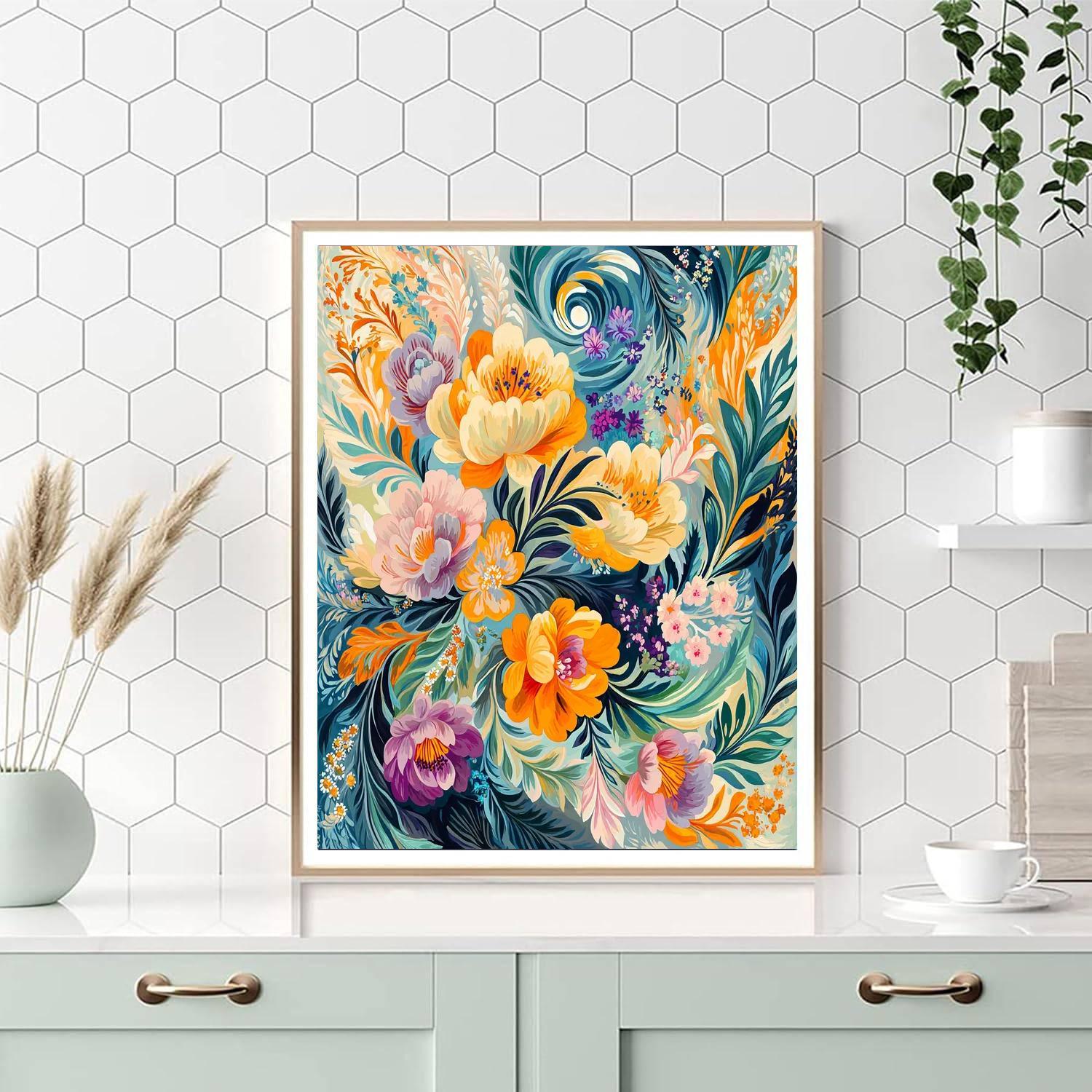 Alphonse Mucha Inspired Blossoming Whirlwind  Painting Number Kit