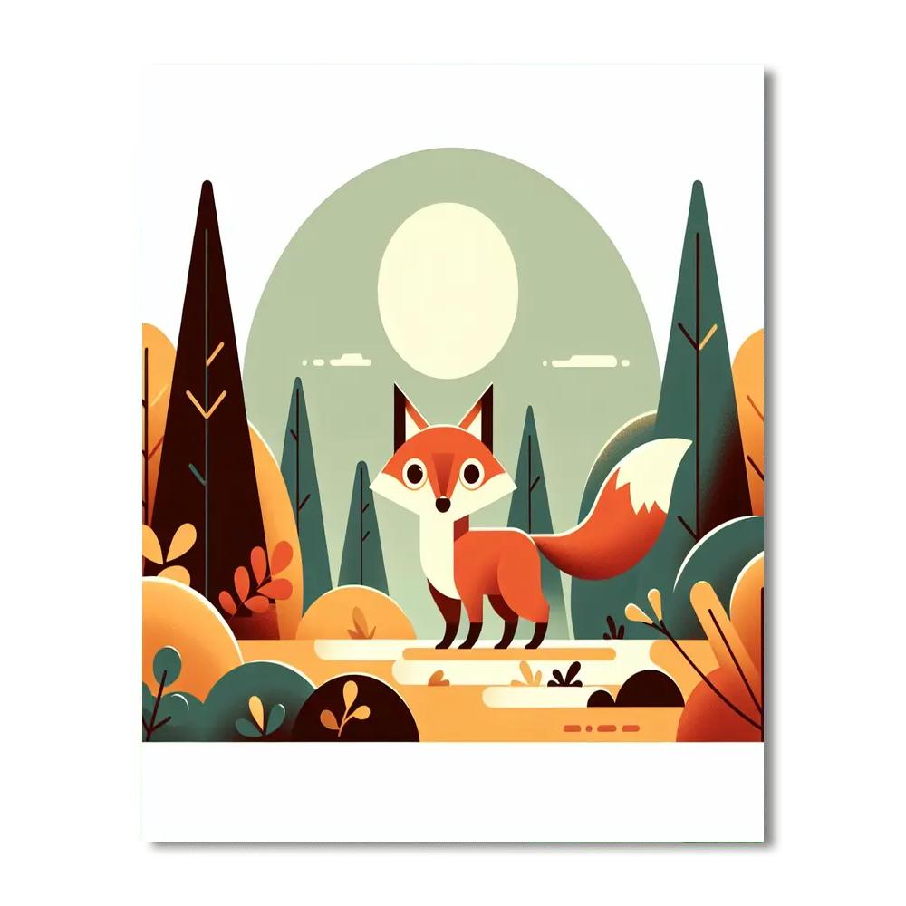 Friendly Fox Woodland Number Painting