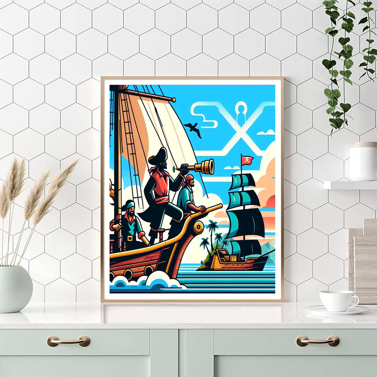 Pirate Treasure Hunt Adventure Painting Number Kit
