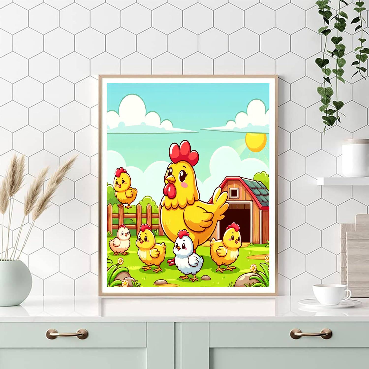 Chirpy Chickens And Egg-citement Paint By Numbers Art