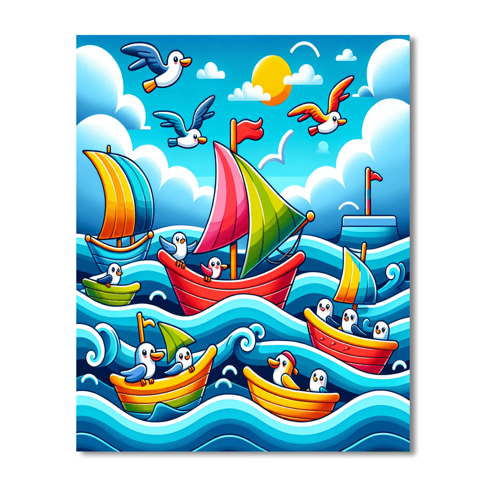 Sailing With Seagulls Painting Number Kit
