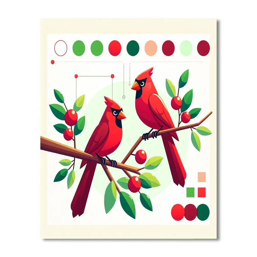 Chirping Cardinals Paint By Numbers Art
