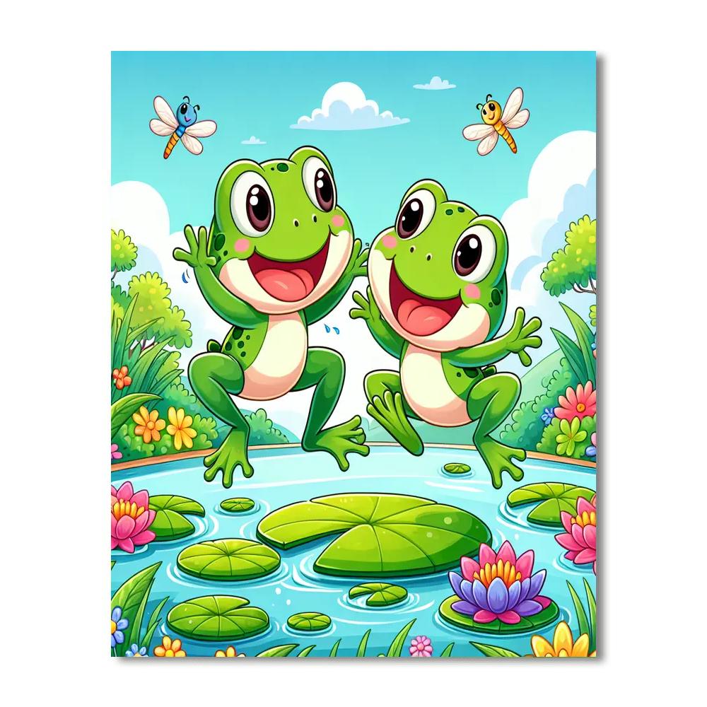 Funky Frogs On Lilypads Painting Number Kit
