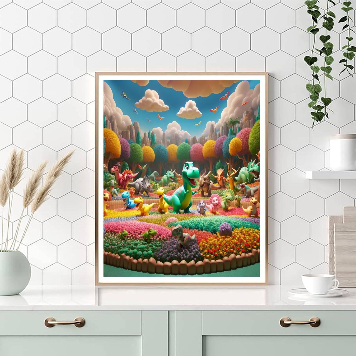 Whimsical Dinosaur Kingdom Numbered Painting Kits