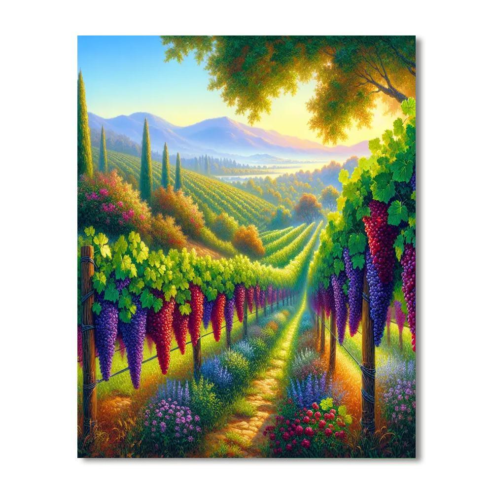 Sunlit Vineyard Views Numbered Painting Kits