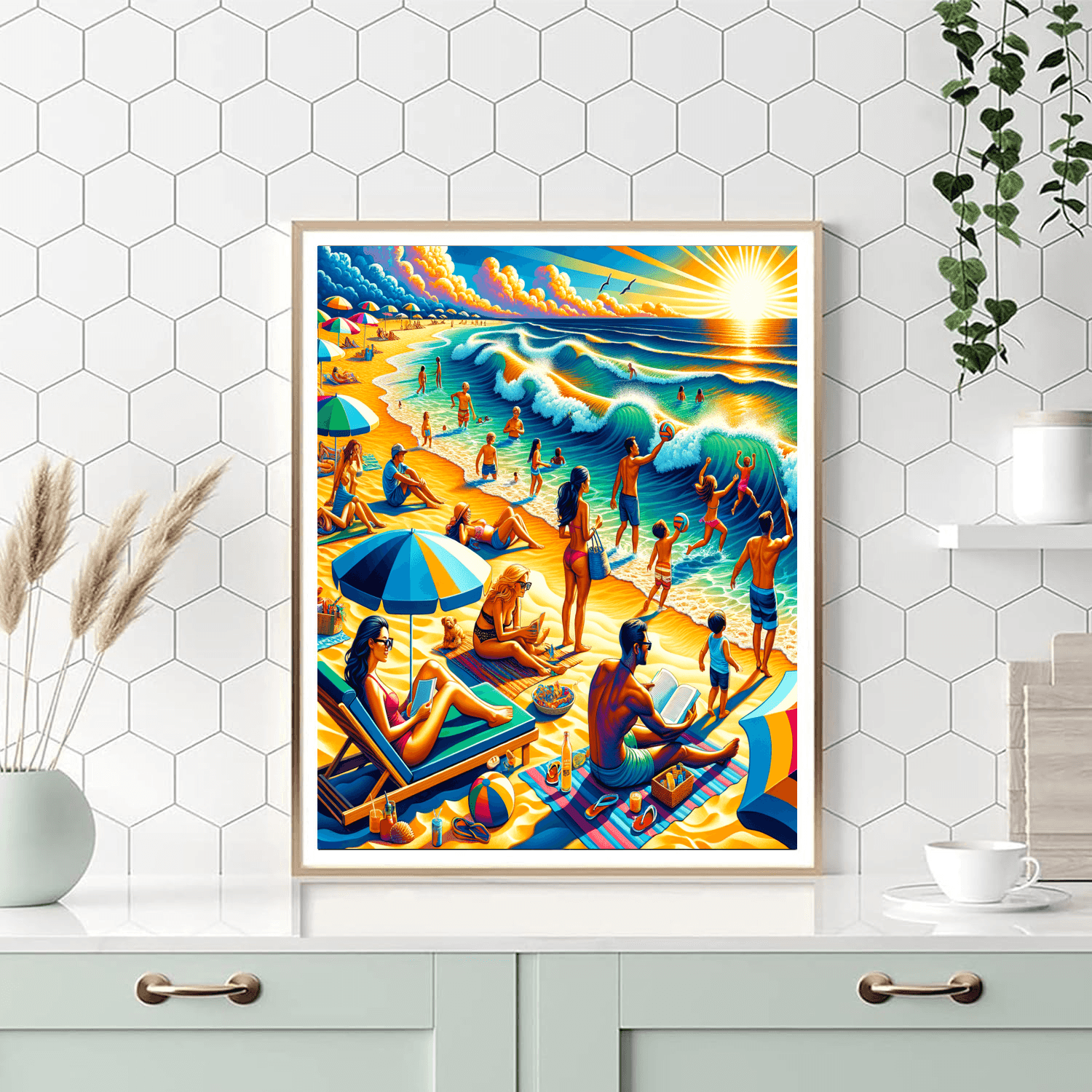 Cheerful Day At The Beach Paint By Color