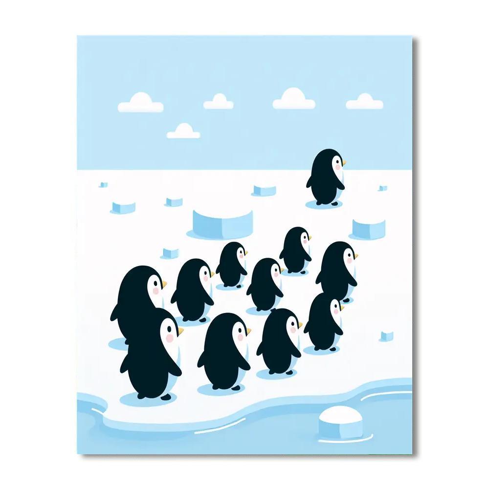 Prancing Penguin Parade Number Painting