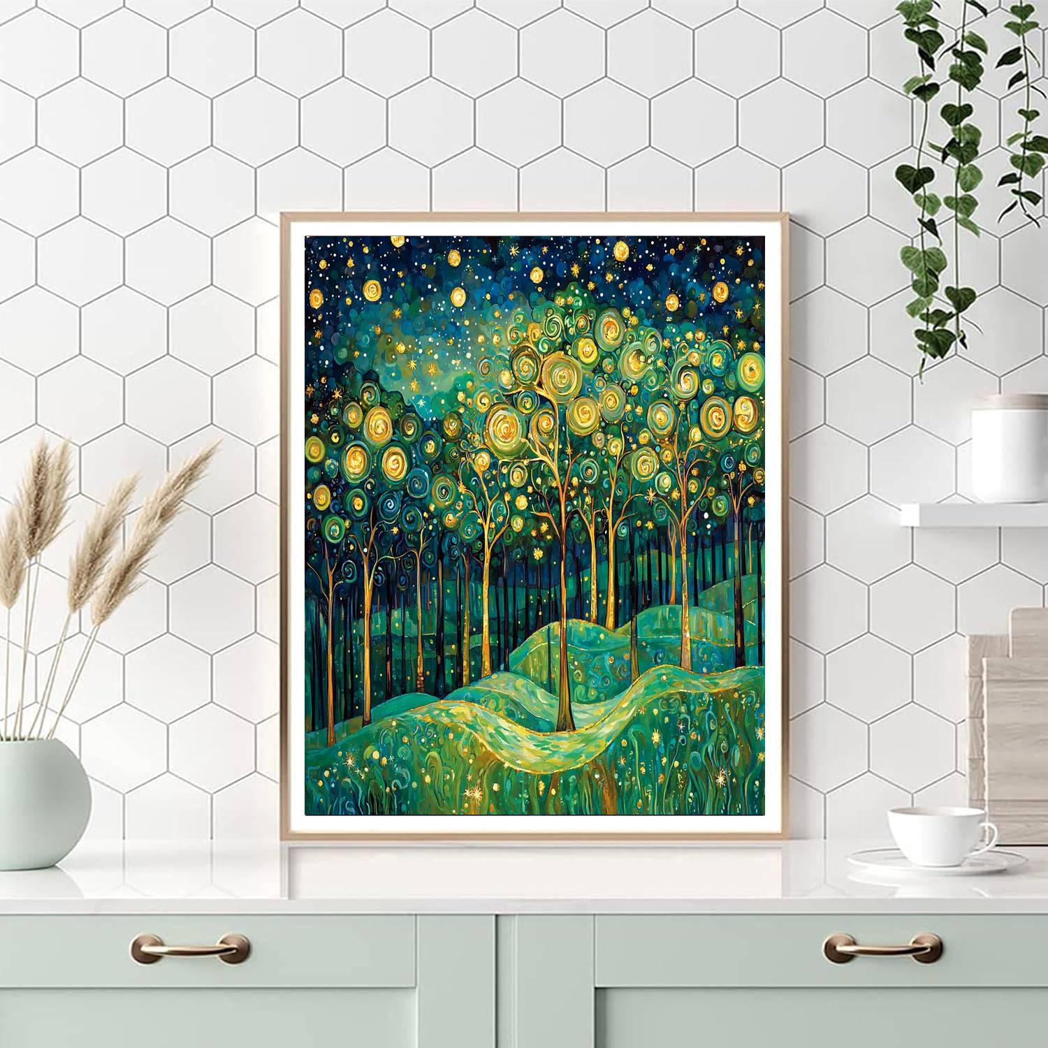 Gustav Klimt Inspired Mystical Forest Symphony  Paint By Color