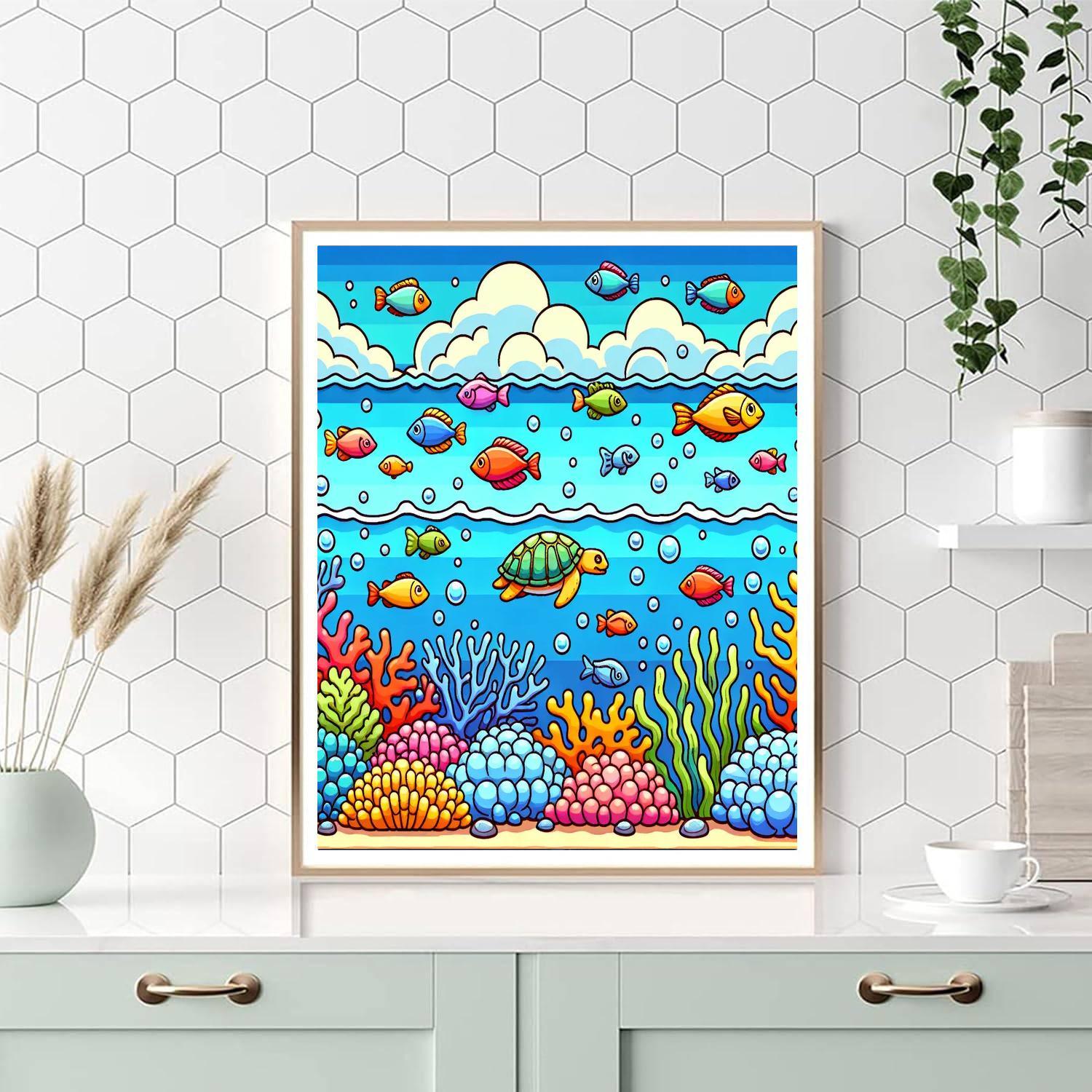 Splashy Sea Life Paint By Numbers Art